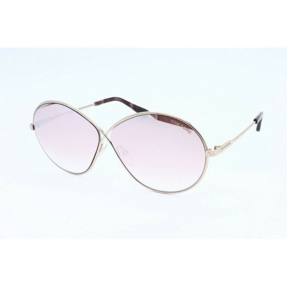 Tom Ford Rania-02 TF 564 28Z Round Gold Sunglasses Pink Gradient Lenses 64mm (B)